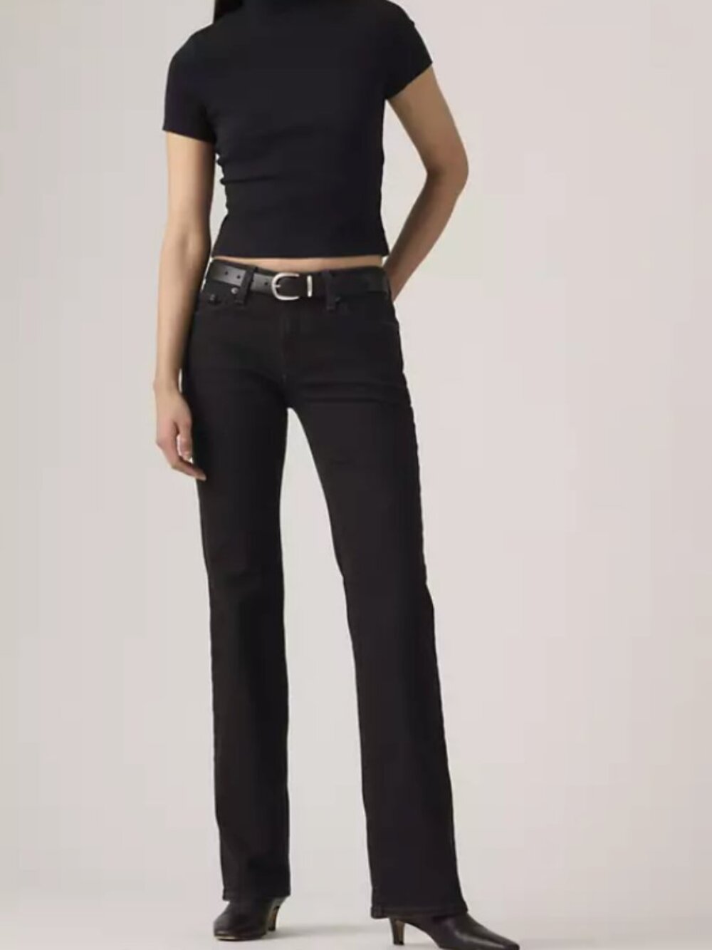Levi’s Women’s Size 25 Superlow Boot Jean Bootcut Black Stretch Cotton Mid-Rise